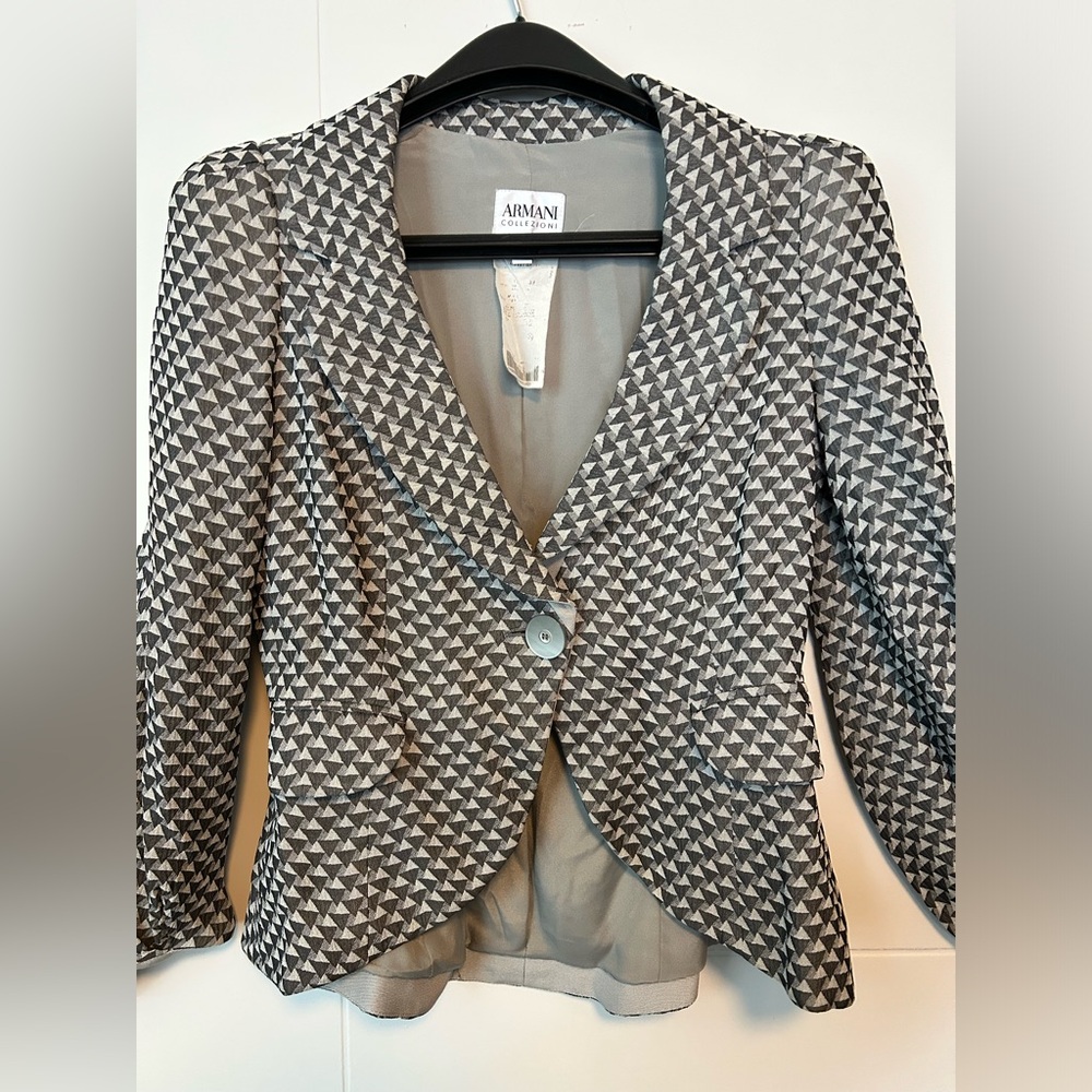 Armani Collezioni Silk Black and White Blazer